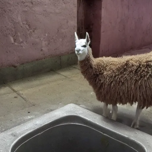 Image similar to llama and a cat in the sewers