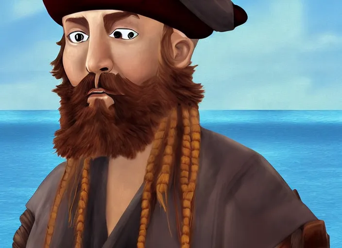 Image similar to a bearded pirate, digital art