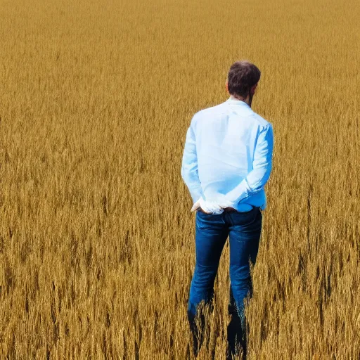 Image similar to a man standing in a field, 4k
