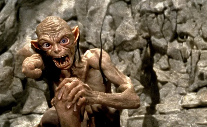 Image similar to a still of gollum in indiana jones and the last crusade ( 1 9 8 9 ),