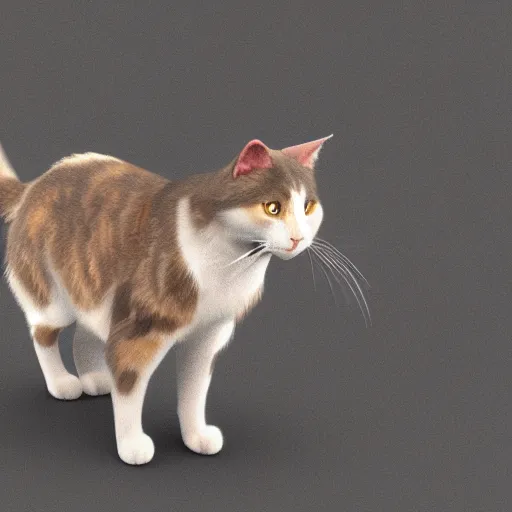 Prompt: a prehistoric calico house cat, octane render