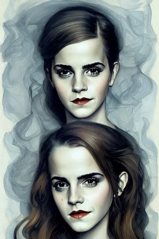 Image similar to emma watson. a streamline moderne portrait in the style of anna dittmann and donato giancola and charles dulac.