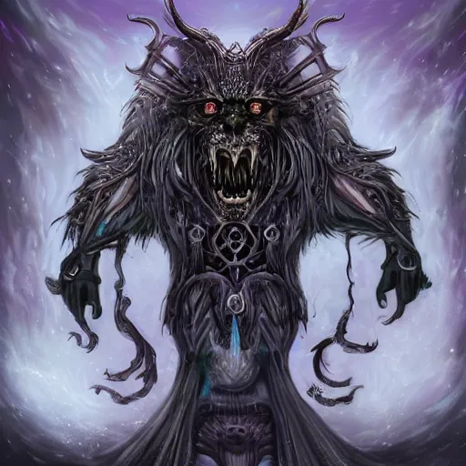 Image similar to Edritch , a cosmic monster god of madness , realistic gothic , digital art , in a distant universe