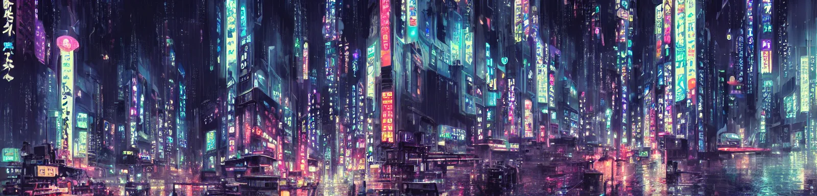 Prompt: neo - tokyo in the rain, by wlop, concept art, poster, high details