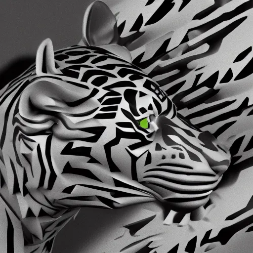 Image similar to cool 3 d isometric aztec tiger, 8 k octane render