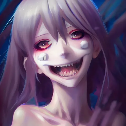 creepy anime girl smile