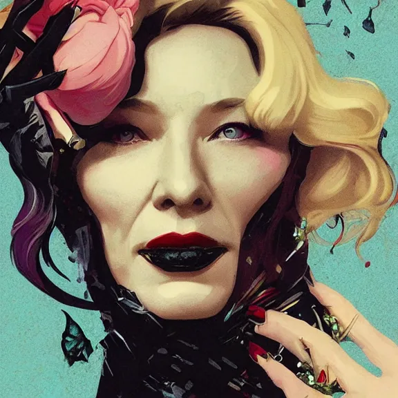 Image similar to cate blanchett, by Sachin Teng + Karol Bak + Rolf Armstrong