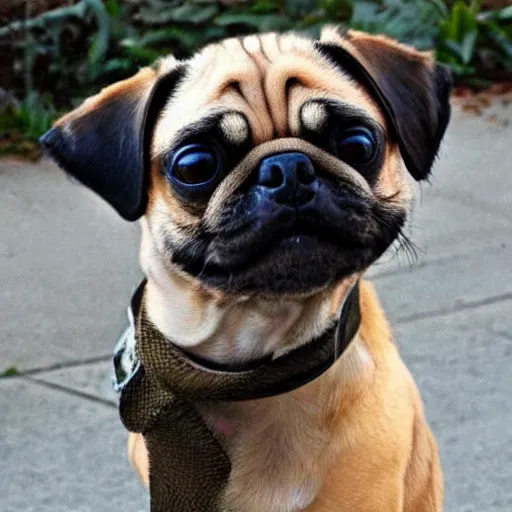 Image similar to A dog mixed with a pug and a dachshund. More Dachshund than Pug.