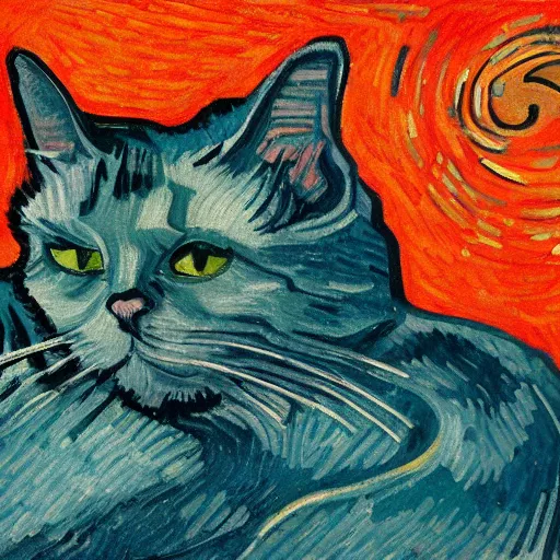 Prompt: cat by van gogh, denoised, fighting Cthulhu, sci fi, cyberpunk 8k