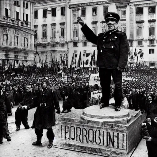 Image similar to Mussolini at the pride, photograph, hyper detailed, award winning photograph, 8k