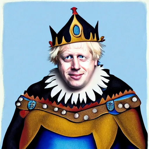 Image similar to boris johnson as a court jester, painting, by weta digital