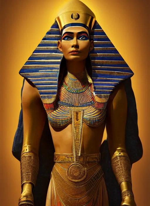 Image similar to an anthropomorphic beautiful female wizard of pharaoh portrait wearing robe, fine art, award winning, intricate, elegant, sharp focus, octane render, hyperrealistic, cinematic lighting, highly detailed, digital painting, 8 k concept art, art by jamie hewlett and z. w. gu, masterpiece, trending on artstation, 8 k