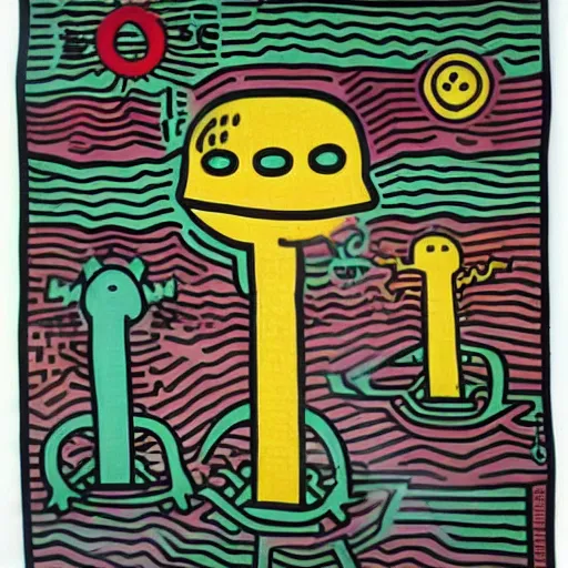 Image similar to heavenly martian 1975 gallerie triangle tabby cat lemon zinfandel raisin , by Georgia O'Keefee and Keith Haring and François de Nomé , groovy , Mixed media , impressionism