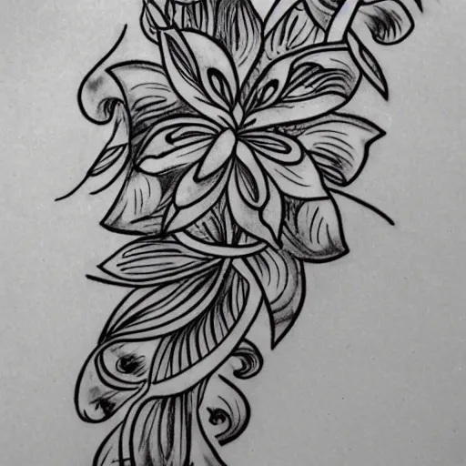 DIGITAL FILE: Black and White Floral Tattoo Design Flower Outline  Carnation, Water Lily, Rose, Aster, Daisy - Etsy Norway