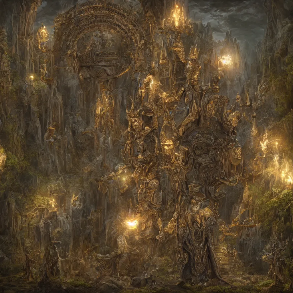 Image similar to Tristan Fulcher wearing a crown, highly detailed, 8k, hyper, dramatic, adventure game, D&D, fantasy art by joseph karl stieler, global illumination, radiant light, detailed and intricate environment