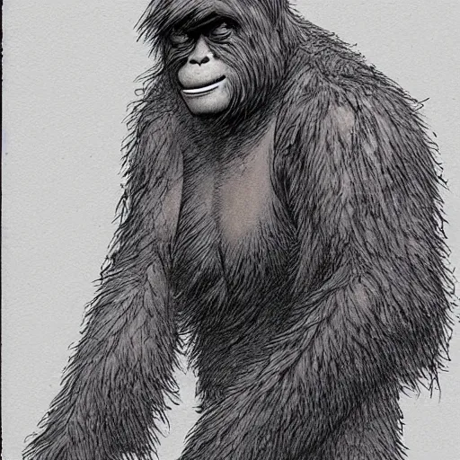 Image similar to a beautiful portrait of a female sasquatch in Travis Charest style