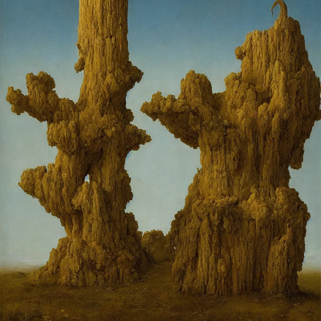 Prompt: a single colorful!! simple! fungus tower clear empty sky, a high contrast!! ultradetailed photorealistic painting by franz sedlacek, jan van eyck, pedro correa, hard lighting, masterpiece, png