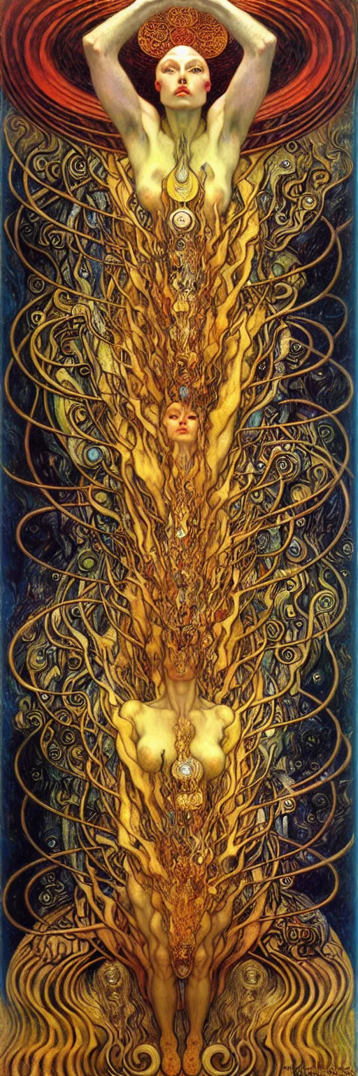 Image similar to Divine Chaos Engine by Karol Bak, Jean Delville, William Blake, Gustav Klimt, and Vincent Van Gogh, symbolist, visionary