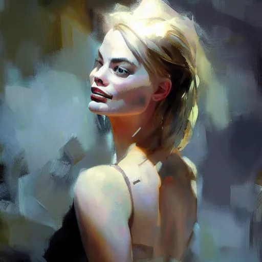 Prompt: margot robbie jeremy mann painting