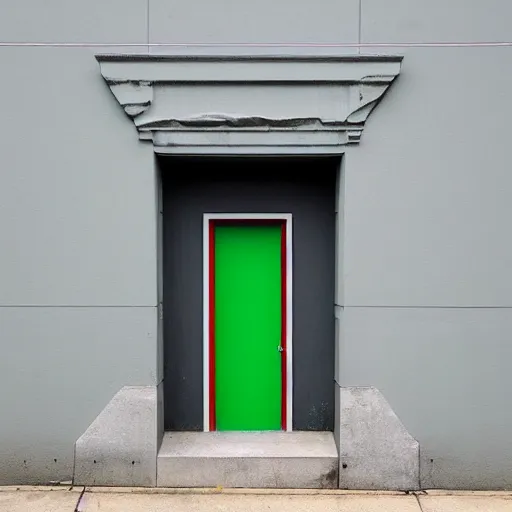 Image similar to a door with a hazardous green glow behind it. there is a sign above the door saying, caution do not enter