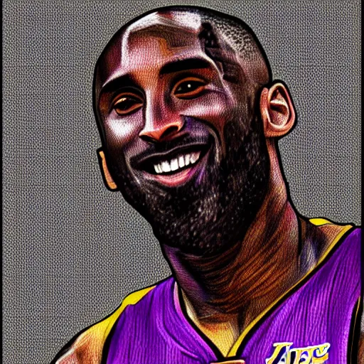 Prompt: A digital portrait of kobe bryant in the style of Joel Santana