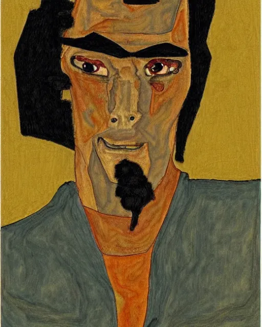 Image similar to portrait of samurai jack by egon schiele in the style of greg rutkowski