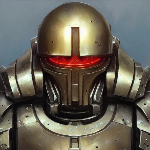 Image similar to the doomslayer as a scifi knight, closeup portrait art by donato giancola and greg rutkowski, realistic face, digital art, trending on artstation, symmetry!!