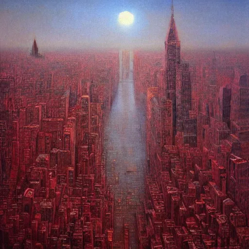 Image similar to new york city beksinski style painting