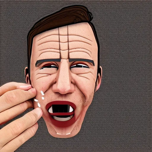 Image similar to a 3d cartoon of a man tasting a bandaid.