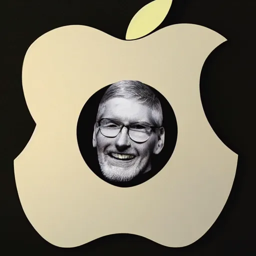 Image similar to an apple with tim cooks face