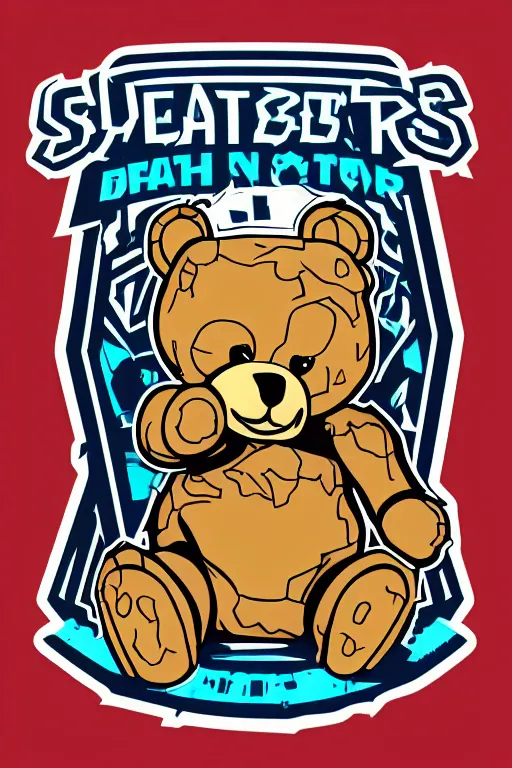 Image similar to in the style of max prentis and deathburger and laurie greasley a vector e-sports sticker portrait of an evil teddy bear, highly detailed, colourful, 8k wallpaper