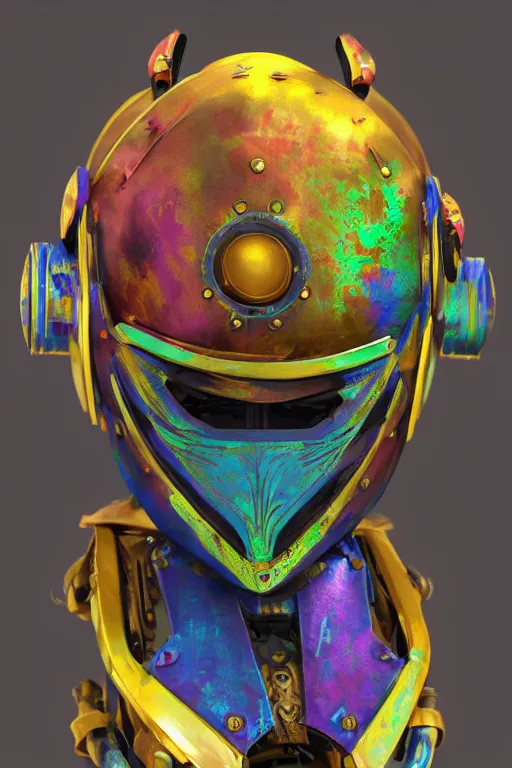 Image similar to colorful vivid steampunk mask minimalist fantasy art robot ninja helmet, global illumination ray tracing hdr fanart arstation by sung choi and eric pfeiffer and gabriel garza and casper konefal