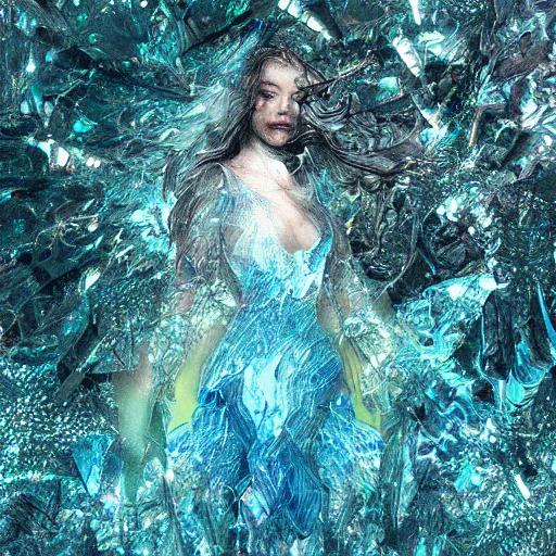 Image similar to islife tearing submerged transparent crystallidigitalart