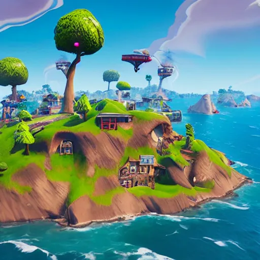 Prompt: Fortnite island attacked by Evil Dead, 90s photography