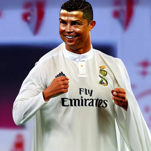 Image similar to Ronaldo wearing omani dishdasha