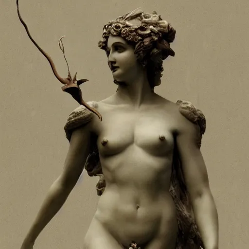 Image similar to sculpture of persephone, goddess of the underworld, made by michelangelo, art station, concept art