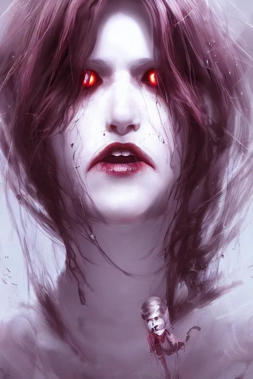Image similar to creepy possessed woman, her hair floating upwards and her eyes glowing red , made by Stanley Artgerm Lau, WLOP, Rossdraws, ArtStation, CGSociety, concept art, cgsociety, octane render, trending on artstation, artstationHD, artstationHQ, unreal engine, 4k, 8k,