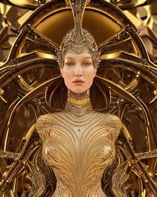 Prompt: a highly detailed metahuman 4 k close up render of an alien goddess bella hadid monument medieval in iris van herpen dress schiaparelli in diamonds crystals swarovski and jewelry iridescent in style of alphonse mucha gustav klimt trending on artstation made in unreal engine 4