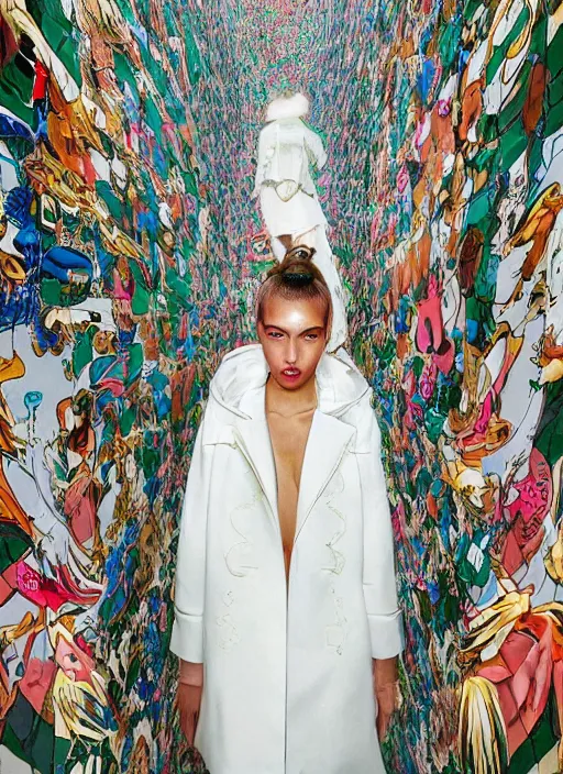 Prompt: a beautiful girl in a gucci x yeezy collab outfit is creating a new city, mini magic city, hidden doors, magical details, high detail, 8 k, perfect faces, photographed by maurizio cattelan and pierpaolo ferrari with the art direction of micol talso for toiletpaper creative magazine