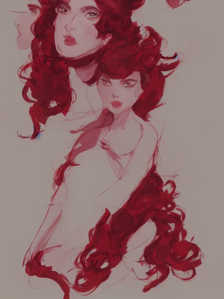 Prompt: red femininity by Disney Concept Artists, blunt borders, rule of thirds