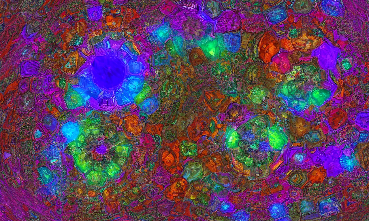Image similar to voronoi engine laboratory 3 d volume kaleidoscope mandala fractal chakra digital multicolor stylized concept substance liquid nebula stone, that looks like it is from borderlands and by feng zhu and loish and laurie greasley, victo ngai, andreas rocha, john harris radiating a glowing aura global illumination ray tracing hdr depth fog overlay multiply photoshop layer