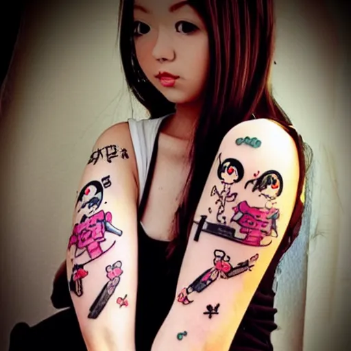 chibi anime kawaii tattoo cute vhibi anime girl tattoo