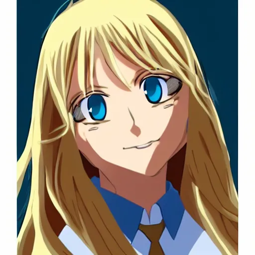 Prompt: Dwayne Johnson with long blond hair morphed as an anime girl