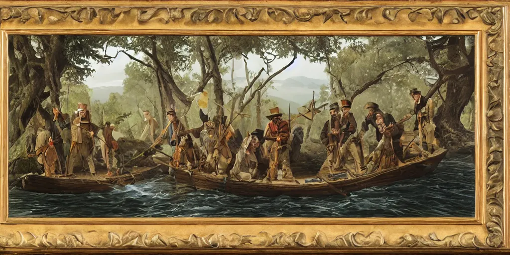 Prompt: a lewis and clark expedition scenery, painted