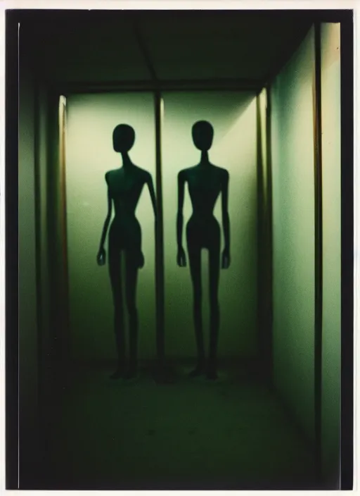 Prompt: polaroid photograph of the inside of an empty convenience store, liminal space, lonely, mannequins, black mold, 3 5 mm, raw, unedited, 8 k, hd, the fifth element