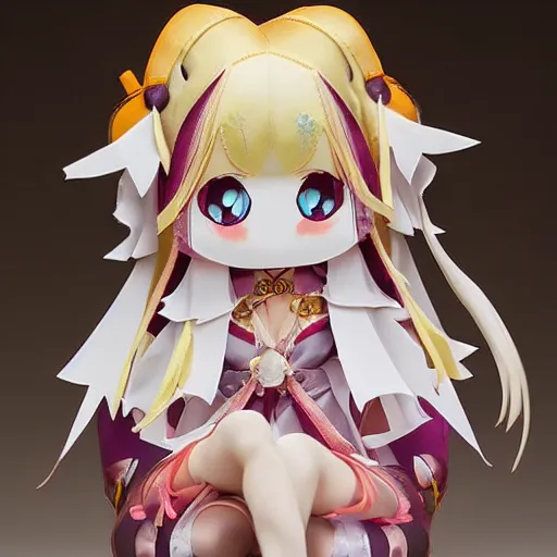 Image similar to cute fumo plush of the goddess of karmic consequence, deity of fate