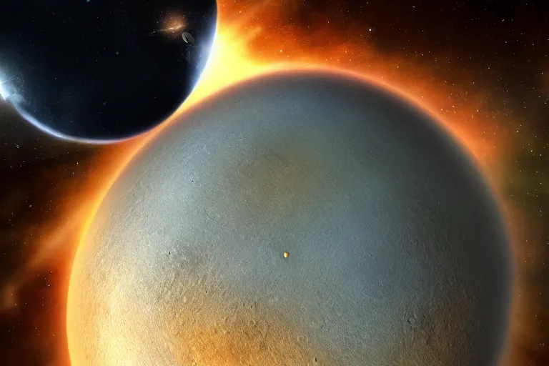 Image similar to a photorealistic image of round alien planet in deep space, eve online, beautiful, photography, nasa