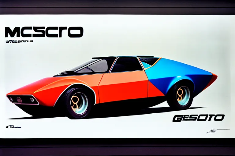 Image similar to designed by giorgetto giugiaro stylized poster of a single 1 9 6 9 amc amx / 3 citroen ds bmw m 1 concept, thick neon lights, ektachrome photograph, volumetric lighting, f 8 aperture, cinematic eastman 5 3 8 4 film