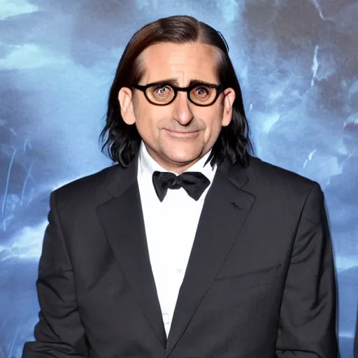 Prompt: steve carell cosplaying as severus snape in hogwarts, 8k