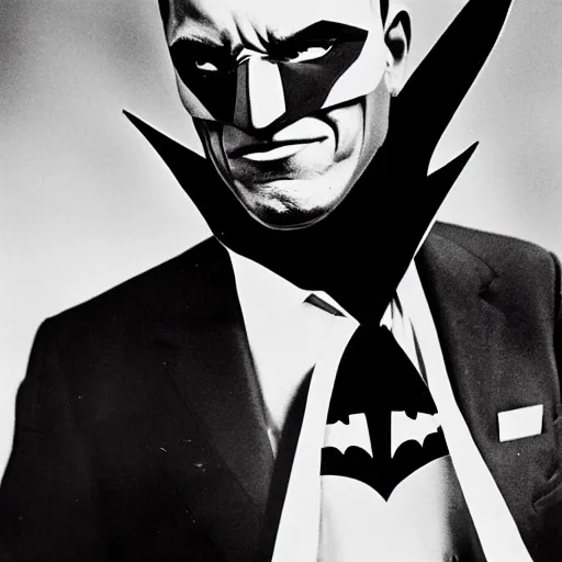 Prompt: obama as batman, photojournalism, press photo, 1960s